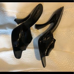 Prada Black Patent Leather Curved Heels